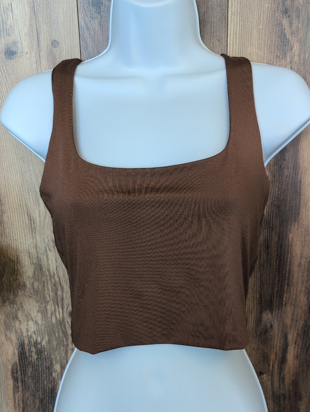 Square-Neck Brown Crop Tank Top S        F255